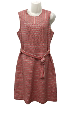 Vestido midi J Crew espiga sin mangas rojo textura carrera completo forrado cremallera 8T Foto 1 de 4