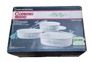 6018134 Corning Ware  French white 6 piece set round oval open oval casserole - Picture 1 of 3