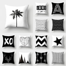 18"Black And White Polyester Throw Square Pillow Case Geometric Cushion Cover