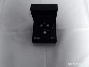 "Pre-Owned" Diamond Brilliance .925 Stamped Lab Created Opal Necklace/Earring Se - Picture 1 of 6