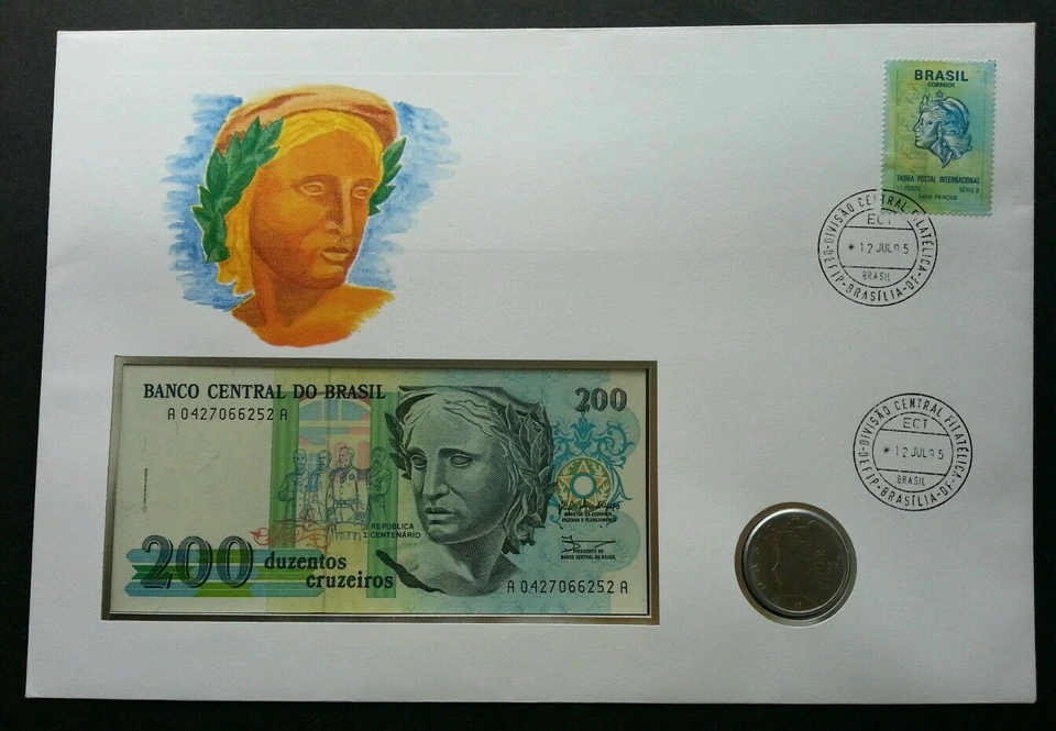 [SJ] Brazil 1995 Freedom Woman FDC (banknote coin cover) *rare 3 in 1 cover - Image 1 of 4