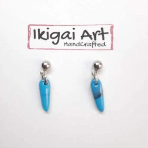 Pendientes Cortos Turquesa con Base Acero y Strass - Imagen 1 de 3