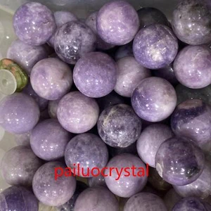 20pcs Natural lepidolite Purple mica Ball Quartz Crystal Sphere Pendant 20mm+ - Picture 1 of 12