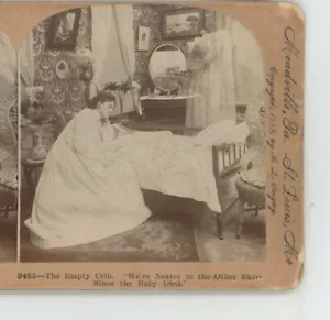 Empty Crib Baby Died Spirit Keystone Stereoview - Picture 1 of 2