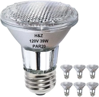 6 Pack H&Z Par20 Short Neck 39W 120V, 3000K Flood Light with E26 Medium Base dim - Image 1 of 3