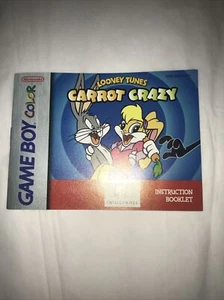 Gameboy Color Looney Tunes Carrot Crazy Video Game Booklet ONLY Manual 1998 - Picture 1 of 2