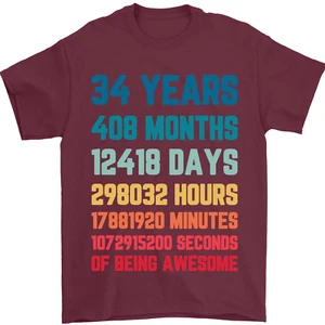 34th Birthday 34 Year Old Mens T-Shirt 100% Cotton - Picture 1 of 91