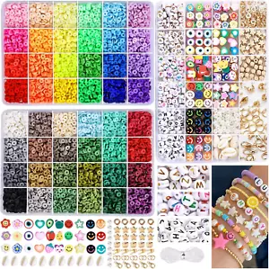 10000 Pcs Clay Beads for Bracelet Making, 48 Colors Flat round Polymerbeads Spac - Picture 1 of 11