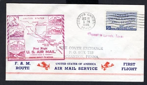 1946 Copertina cachet primo volo FAM-5 Corpus Domini TX per MESSICO, MANCANTE - Foto 1 di 2