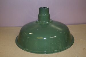 Vintage Industrial 1950s 15" Green Porcelain Metal Gas Station Light Lamp Shade