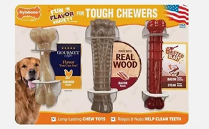 Nylabone Tough Dog Chew Fun 'N Flavor Variety Pack, 3 Stück für harte Kauartikel - Bild 1 von 8
