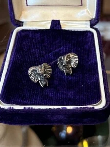 Signed KABANA Sterling Silver Elephant Head 3-Dimensional Stud Earrings - Picture 1 of 7