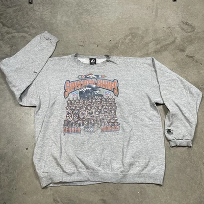 Suéter Broncos 2XL Años 90 Envejecido Denver Super Bowl Champs Pullover Cuello Redondo Foto 1 de 4