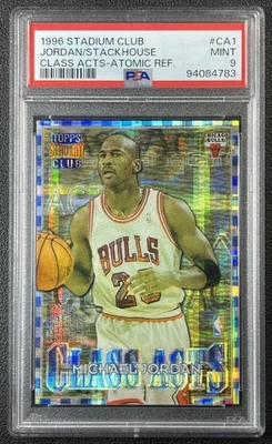MICHAEL JORDAN STACKHOUSE PSA 9 1996 STADIUM CLUB CLASS ACTS ATOMIC REFRACTOR 83 - Image 1 of 2