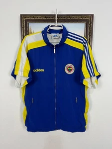 Vintage 90's Adidas Fenerbahce Football Train Jacket Vest Jersey Mens Blue Sz L - Picture 1 of 15