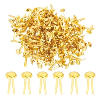 100 Pcs Paper Brass Fasteners Split Pins Pastel Mini, Gold, 8 x 15 mm - Image 1 of 4