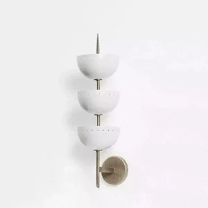 pair 3 Metal Bowl a Sconces Italian Stilnovo Style Mid Century Wall Lights Lamps - Picture 1 of 5