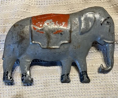 古董金属玩具大象龚铃拉玩具-1890 年代 8 — 第 1/4 张图片