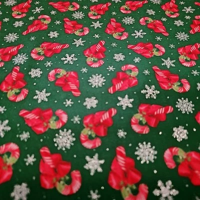1/2 Yd Christmas Candy Canes Cotton Fabric Holiday  Fabric Tradition Bolt End  - Image 1 of 2