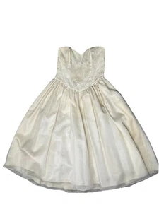 New Vintage Gunne Sax Jessica McClintock Strapless Sweetheart Bow Dress Sz 13/14 - Picture 1 of 13