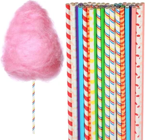 50 Stück Zuckerwatte Sticks, 13,78 Zoll Zuckerwatte Sticks zufällige Farbe Baumwolle C - Bild 1 von 12