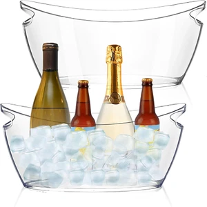 2 Pcs Ice Bucket, Acrylic Champagne Bucket 5.5L Beverage Tub for Parties, Long a - Picture 1 of 12