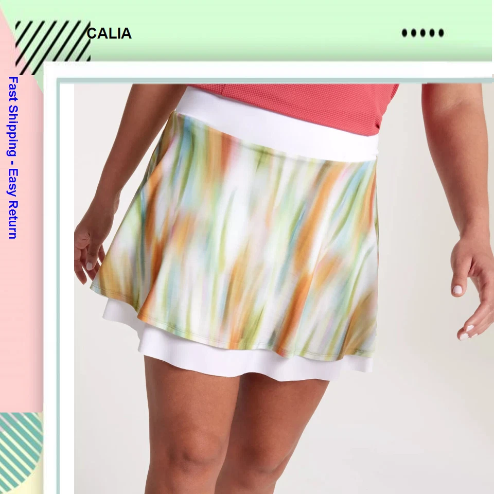 CALIA Women's Double Layer Mesh Golf Skort Filtered Flora Multi M