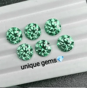 Flawless Lab Grown Green Emerald 6x6MM Round Cut VS1 Quality Loose Gemstone 6Pcs - Picture 1 of 8