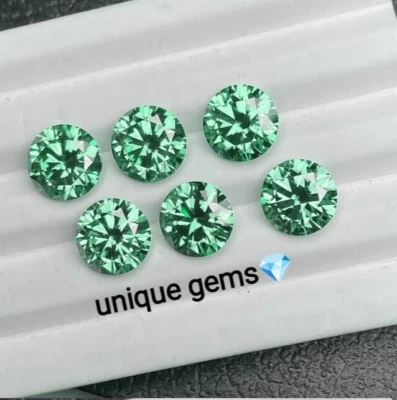 Flawless Lab Grown Green Emerald 6x6MM Round Cut VS1 Quality Loose Gemstone 6Pcs - Image 1 of 4