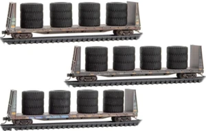 Micro Trains ~ N Scale ~ Bulkhead Flatcar With Tire Load ~ Northwestern Oklahoma - Picture 1 of 1