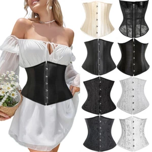 Women Sexy Underbust Bustier Waist Trainer Shaper Lace Up Lingerie Gothic Corset - Picture 1 of 21