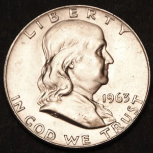 US Silver Half Dollar Franklin 1963 D - Silber Bankfrisch, unzirkuliert - Bild 1 von 3
