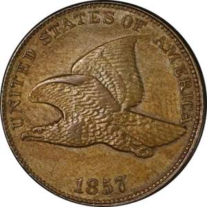 1857 Flying Eagle Cent Choice AU/BU Superb Eye Appeal Strong Strike - Picture 1 of 2