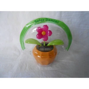 NEW CUTE Solar Powered Dancing Dancer Pink Flower in Yellow Pot Bobble Sun Toy! - Picture 1 of 2