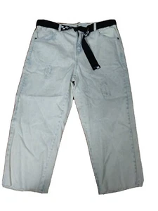 Art & Class Boys NWOT Size 16 Distressed Bleached Denim Long Shorts With Belt(f2 - Picture 1 of 6