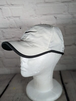 Nike Feather Light Dri-Fit White & Black Adjustable Hat/Cap Tennis Running Golf - Image 1 of 4