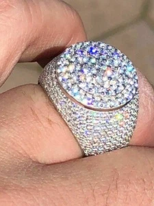 Men's Solid 925 Silver Cluster Pinky RING Hip Hop - Picture 1 of 5
