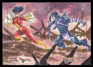 2013 Marvel Greatest Battles Spider-Woman & Hawkeye Jomar Bulda 2 Panel Sketch