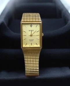 VTG Benrus Diamond Quartz Gold tone mens wristwatch Japan movt works - Picture 1 of 9