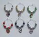 HOLIDAY BEADED WINE GLASS CHARM MARKERS (CHOOSE FROM 8 STYLES)