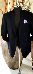 BROOKS BROS 43 R Brooksease LORO PIANO 120 NAVY WOOL BLAZER-2 BRASS BUTN-31"LONG - Picture 1 of 16