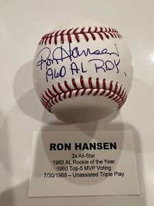 Ron Hansen Signed Autographed ML Baseball Inscribed 1960 AL ROY TRISTAR