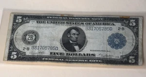Series 1914 US $5 Federal Reserve Note New York ESTATE FIND - Picture 1 of 5