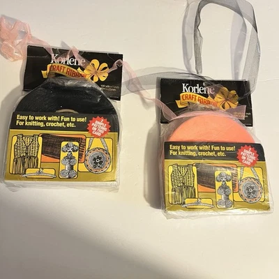 Vintage Korlene 1” Craft Ribbon Pink & Black 100 yds Each New Opened Like Tulle - Image 1 of 4