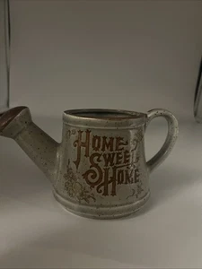 Home Sweet Home Vintage Brinn's Japan Keramik gesprenkelt braun Gießkanne Übertopf - Bild 1 von 6