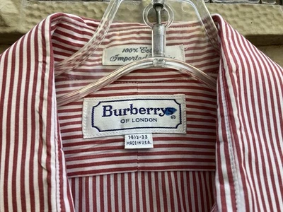 Burberry London Dress Shirt Mens 14 1/2-33 Striped Cotton US Made-Dry Cleaned - Image 1 of 4