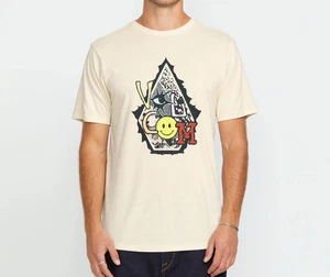 VOLCOM PSYCHOSIS Men's S/S T-Shirt - Off White - Medium - NWT - Picture 1 of 4