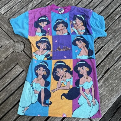 Vintage 90s Disney Aladdin Jasmine Youth Girls Size 10 Long T Shirt Dress - Image 1 of 4