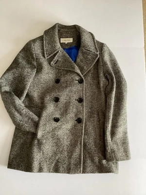 De Colección Calvin Klein Doble Pecho Abrigo Negro Blanco BoucleTweed Tejido W Talla 10 Foto 1 de 4