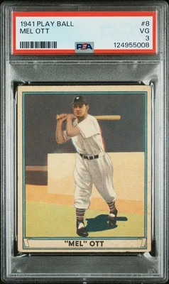 Mel Ott 1941 PLay Ball PSA 3 #8 New York Giants - Image 1 of 3